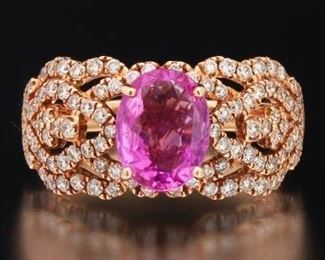 LeVian Gold, Pink Sapphire and Diamond Ring 