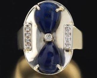 Moderinst Lapis and Diamond Ring 