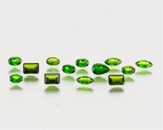 Multiple Unmounted 8.50 Carat Total MultiShape Chrome Diopside Gems 