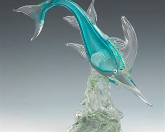 Murano Glass Barbini Style Swordfish Sculpture