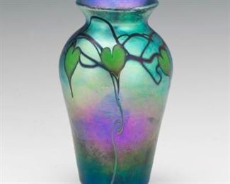 Orient Flume Peacock Iridescent Finish Vase