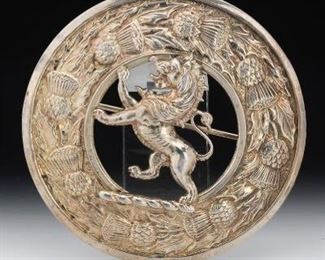 Oversized Silver British Brooch 