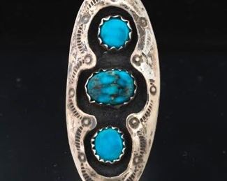 Oversized Sterling Silver and Turquoise Ring 