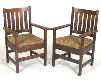 Pair of Arts and Crafts Armchairs, ca. 1920s