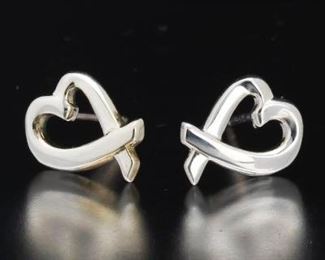 Paloma Picasso For Tiffany Co. Sterling Loving Heart Earrings