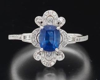 Platinum Sapphire and Diamond Ring, AIGL Report 