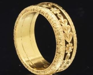 PotterMellen Arts  Crafts Carved Gold Band 