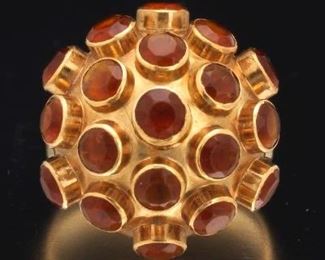 Retro Gold and Citrine Sputnik Ring 