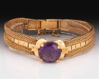 Retro Gold and Synthetic Purple Sapphire 