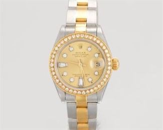 Rolex 18K LadiesOyster Perpetual Diamond Dial And Bezel Wristwatch