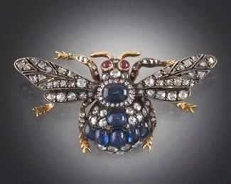 Sapphire and Diamond Bee Brooch 