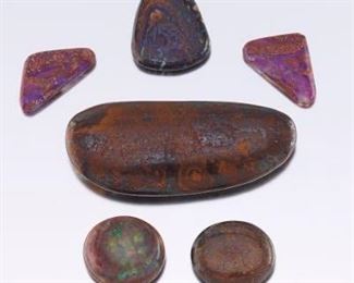 Six Unmounted MultiShape Boulder Opal Gems 