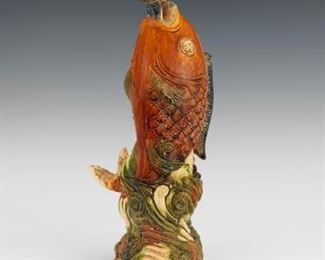 Tang Style Sancai Glaze Fish Figure