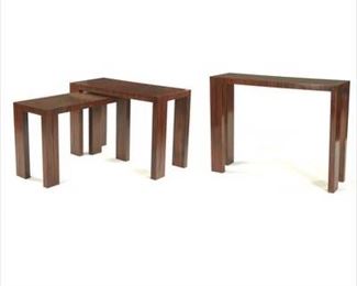 Three Art Deco Style Macassar Veneered Graduating Console Tables