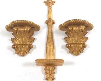 Three Gilt Acanthus Leaf Wall Brackets 