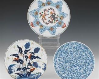 Three Japanese Imari Porcelain Dishes, Retailed by GUMPs