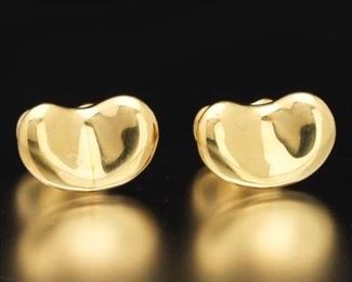 Tiffany Co. Elsa Peretti 18K Gold Pair of Bean Cufflinks, in Presentation Box