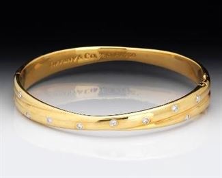 Tiffany Co. Gold, Platinum and Diamond Bangle 