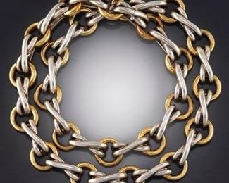 Tiffany Co. Paloma Picasso Gold and Sterling Silver XO Design Necklace