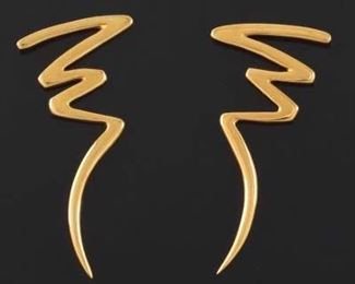 Tiffany Co. Paloma Picasso Vintage 18K Gold Pair of ZigZag Earrings 