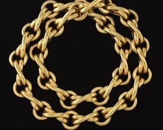 Tiffany Co. Paloma Picasso Heavy 18K Gold XO Design Necklace 