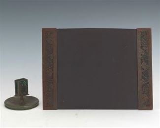 Tiffany Studios Matchbook Holder with Ashtray and Writing Desk Pad
