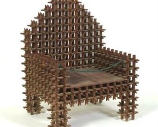 Tramp Art Crown of Thorns Chair