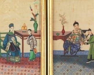 Two Chinese Paintings on Pith Paper, Qing Dynasty 