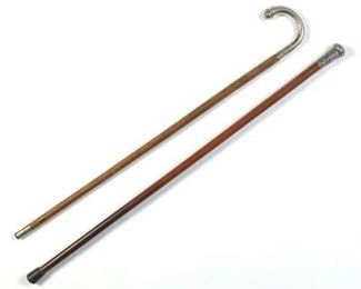 Two French and German 800 Silver and Wood Walking Sicks 