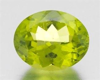 Unmounted 3.78 Carat Oval Step Cut Peridot Gem 