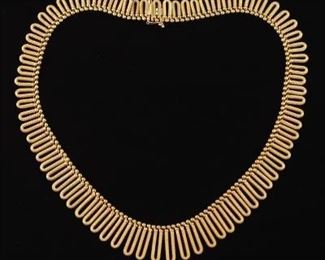 UnoAErre Italian Gold Queen Cleopatra Style Fringe Necklace 