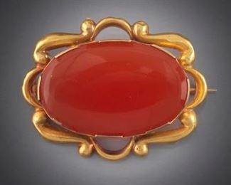 Victorian Gold and Carnelian Pin Brooch 