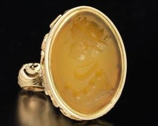 Victorian Exceptional Gold, and Carved Intaglio King Henry V Pocket Watch Fob