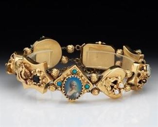 Victorian Gold and gem Stones Slider Bracelet 