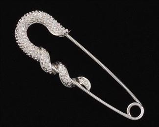 Victorian Style Gold and Diamond Serpent Design Safety Pin 