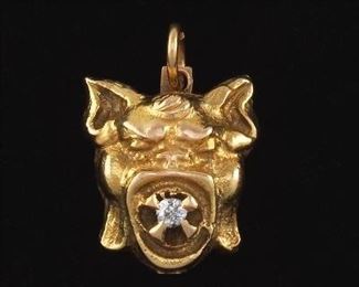 Vintage Gold and Diamond Mythical Creature Pendant 