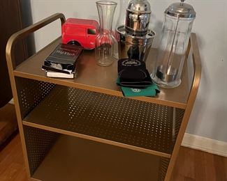 Metal rolling cart and bar ware