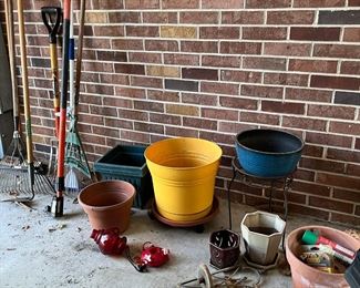 Yard tools, pots, and other yard things.