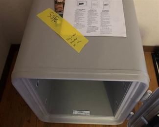 Fire safe. Heavy. Includes a locking inner compartment. Code and key provided at sale.