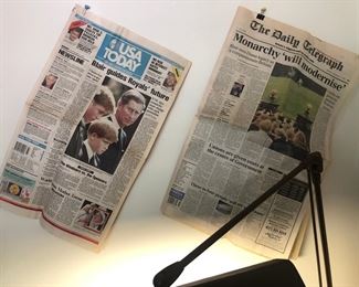 Newspapers from 1997 with headlines about the UK royal family. Interesting to contrast with King Charles' recent crowning.