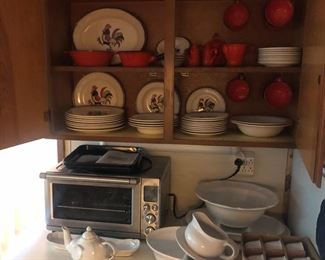 $30 - entire set of Poppyville Red Rooster dishes.