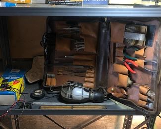 Computer repair tools from the 50s-60s in leather satchel. Really cool.