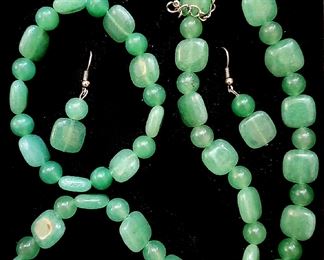 Jade Necklace bracelet earrings set