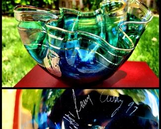 Artist-signed free form Art Glass Vessel