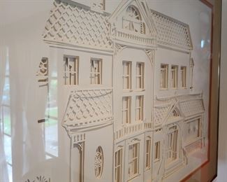 Framed Paper Cut Victorian House #8 - $69