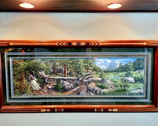Bev Doolittle signed and numbered lithograph in an expensive custom frame of inlaid wood! $175 or bid #24