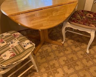 Drop leaf kitchen table and two chairs