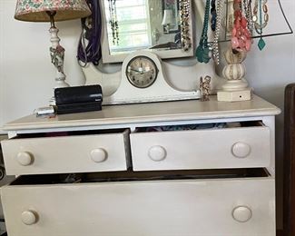 antiqued white chest of drawers