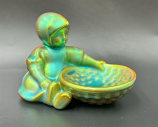Zsolnay Pottery, Small Child Holding Basket