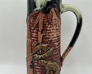 Sumida Gawa Japanese Art Pottery Vase Pitcher